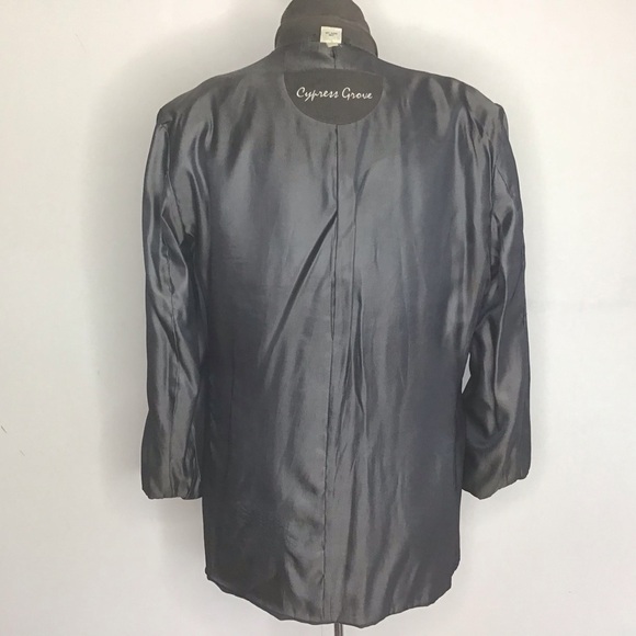 Vintage Cypress Grove Olive/Gray silk three button lined ventless blazer. Small - Picture 8 of 12